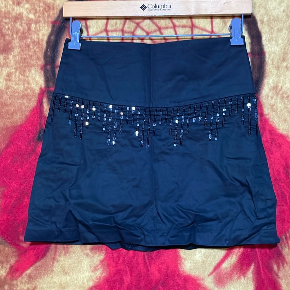 FREE PEOPLE-women’s black sequins ultra high waist zip-hip mini skirt